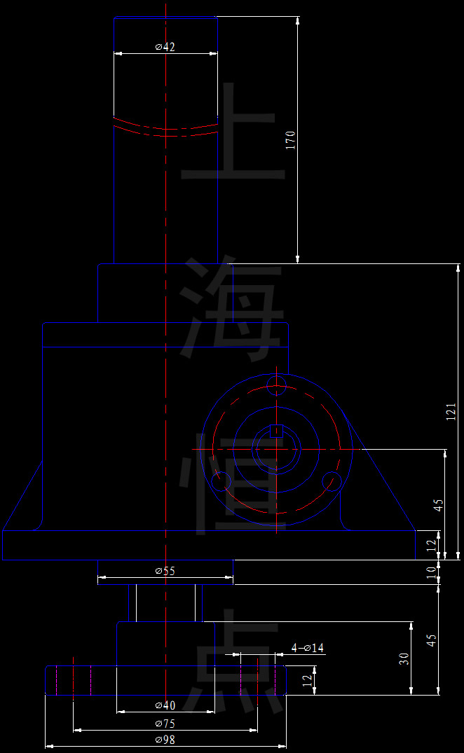 SWL2.5-1B-II 絲杆升降機外型尺寸CAD圖紙