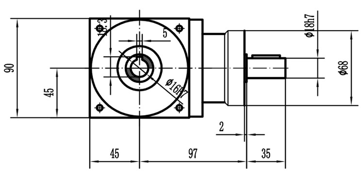 HDA09系列換向器：HDA09-2：1-E外形安裝尺寸圖2